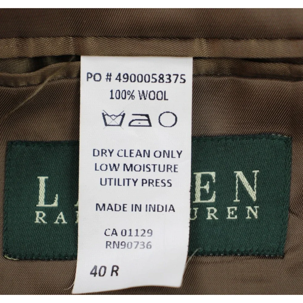 Lauren‎ Ralph Lauren Blazer 40R Herringbone 100% Wool Sports Jacket Elbow Patch